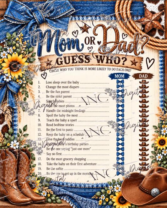 Western Denim Baby Shower Printable, Western Baby Shower Invitation Bundle, Invitation, Rustic Western Baby Shower download. Canva Editable