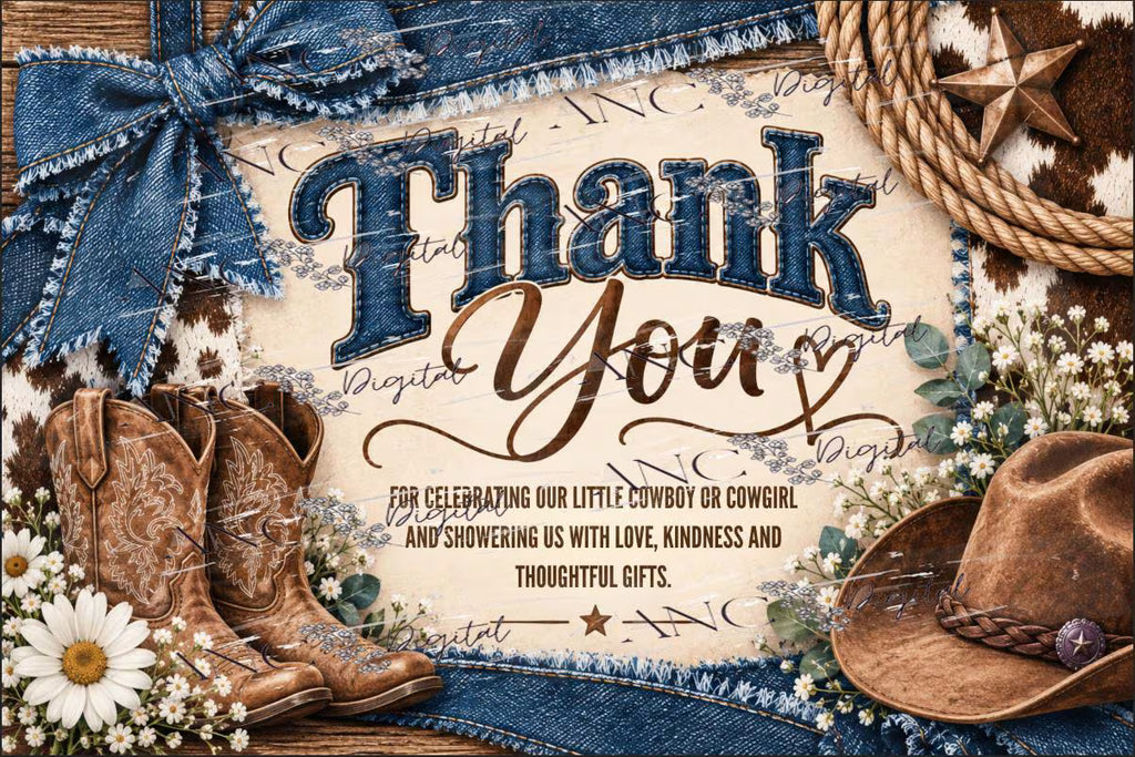 Western Denim Baby Shower Printable, Western Baby Shower Invitation Bundle, Invitation, Rustic Western Baby Shower download. Canva Editable