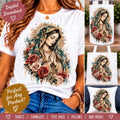 Virgin Mary Sublimation PNG, Our Lady Religious Design, Catholic Faith PNG, Virgen Maria Floral Digital Download, Christian Shirt PNG