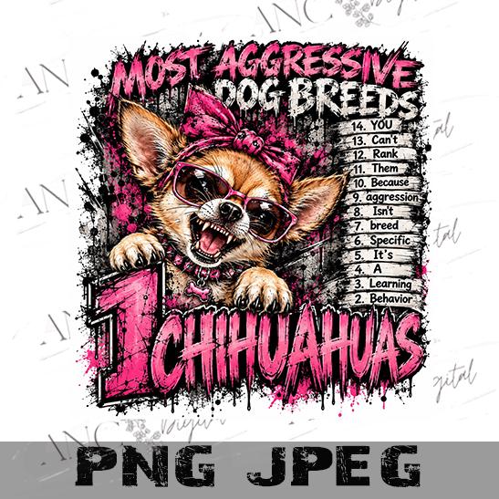 Funny Chihuahua PNG, Most Aggressive Dog Breeds Sublimation Design, Sarcastic Dog Mom PNG, Chihuahua Lover Shirt Design, Digital Download