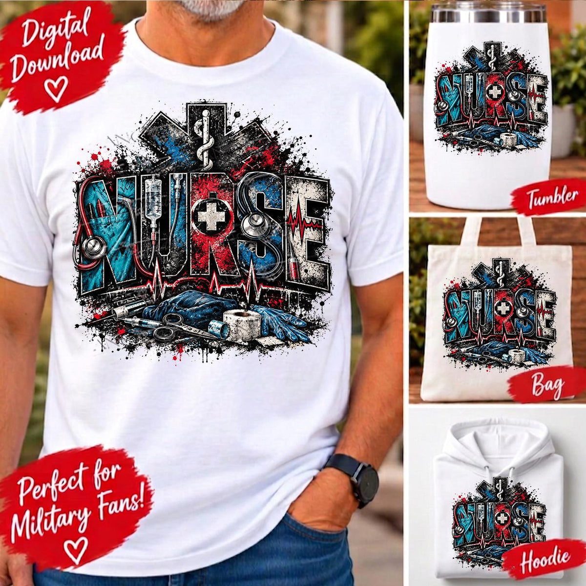 Nurse Sublimation PNG, Masculine Nurse Design, Grunge Nurse PNG, Male Nurse Shirt Design, Medical Sublimation, Nurse Digital Download
