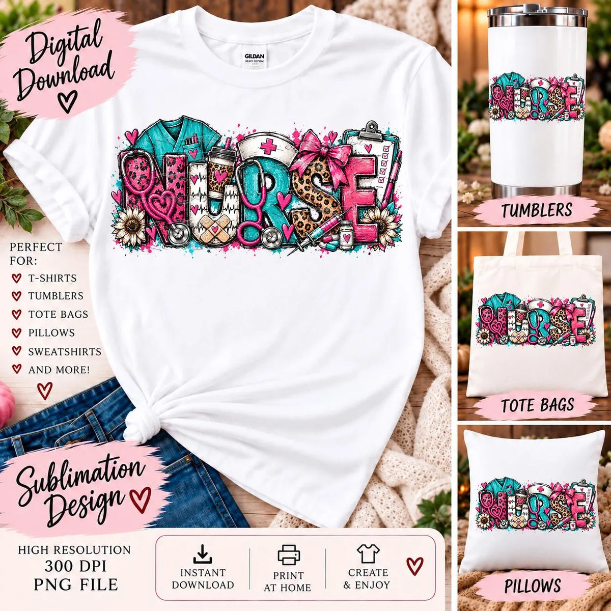 Nurse Sublimation PNG, Nurse Sketch Design, Medical Nurse PNG, Stethoscope Nurse Design, Healthcare Worker PNG, Nursing Shirt Digital