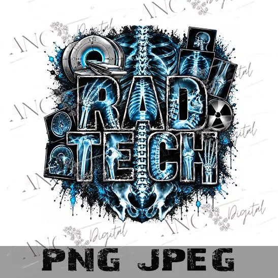 Rad Tech PNG, X-Ray Radiology Tech Sublimation, Spine Anatomy PNG, Radiologic Technologist Shirt Design, Xray Tech Digital Download