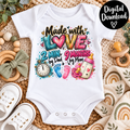 Made With Love Funny Baby PNG | 2 Minutes by Dad 9 Months by Mom | Sublimation Design | Digital Download